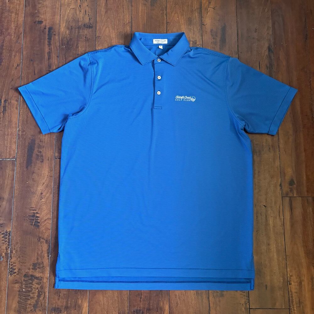 Peter Millar Summer Comfort Polo Mens XL Blue Shingle Creek Golf Club Striped